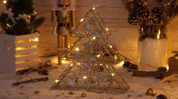 TRACON Brad de Crăciun, auriu, din metal, cu baterii Timer 6+18h, 15LED, 3000K, 2xAA (CHRTRGS15GWW)