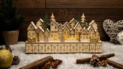 TRACON Calendar Advent cu LED de Crăciun, sat, cu baterii (X24008) Timer 6+18h, 12LED, 3000K, 2xAAA (CHRACD10WW)