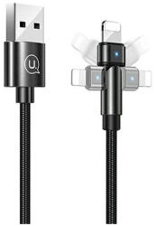 USAMS Braided Rotating kábel U60 2A Lightning 1m fekete SJ476USB01 (US-SJ476) (SJ476USB01)