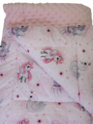  Kétoldalas minky babatakaró - púder rózsaszín - unikornis - hattyú
