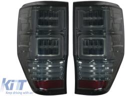 KITT Első lámpa LED fénysor Ford Ranger (2015-2020) balkormányos modellekhez, Teljes Fekete, dinamikus irányjelző (HLFRNGT6)