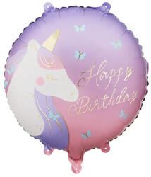 Partydeco Szülinapi lufi 18" 45cm Happy Birthday, Unikornis (LUFI868695)