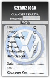  Volkswagen - Olajcsere szerviz matrica kártya 10x6 cm saját logóval : Színek - Rózsaszín