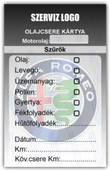 gigastore Alfa Romeo - Olajcsere szerviz matrica kártya 10x6 cm saját logóval : Színek - Sötét kék