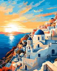 Alkotásutca Santorini naplementék - Számfestő készlet kereten 40x50