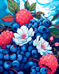 Alkotásutca Bogyóbokor - Számfestő készlet kereten 40x50