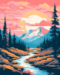 Alkotásutca Rózsaszín ég - Számfestő készlet kereten 40x50