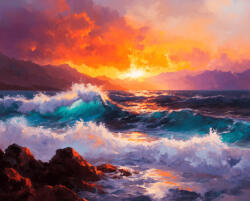 Alkotásutca Hullámzó tenger - Számfestő készlet kereten 40x50