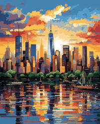 Alkotásutca Felhőkarcolók városa - Számfestő készlet kereten 40x50