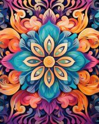 Alkotásutca Virágos mandala - Számfestő készlet kereten 40x50