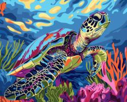 Alkotásutca Korallzátony teknőssel - Számfestő készlet kereten 40x50