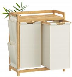 Songmics Bambusz szennyestartó kosár 2 x 50 L fehérnemű 100 L bambusz rendszerező (MB Kosz na pranie bambusowy)