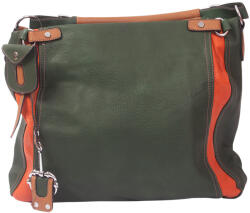 Manier Geanta piele ecologica verde/caramiziu Model GFE027