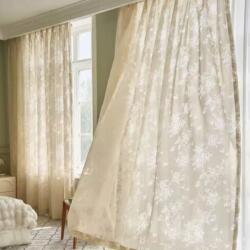 floraweg Virágmintás csipkés nemzeti függöny, zsebes, bézs (czdk)