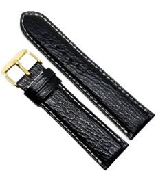 Fleurus Curea Ceas „Shark Ocean Fleurus - Piele Veritabilă de Rechin, Negru cu Cusătură Albă (18mm - 22mm) (1BE14D23)