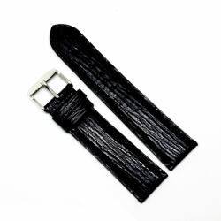 Fleurus Curea Ceas „Shark Ocean Fleurus - Piele Veritabilă de Rechin, Negru cu Cusătură Albă (20mm - 24mm) (1BE14D23BK)
