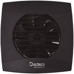 CATA UC-12 Timer fekete ventilátor utószellőztető funkcióval, pillangószeleppel - ventilatordepo