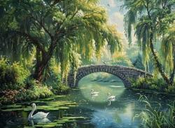 NORIMPEX - Puzzle Pictură Diamant: Pod de piatră peste râu 30x40cm - 1 - 39 piese