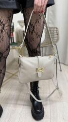 Laura Biaggi Postás Táska világos bőr kézitáska flip-floppal Szürke Bézs és arany díszítéssel