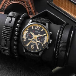 Geneva Set cadou cu ceas barbatesc Geneva JHEN17-SNL-SL02 si trei bratari elegante Ceas