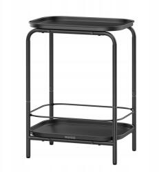 SONGMICS Fém éjjeliszekrény dohányzóasztal kiegészítő kétszintes fekete loft (LET243B01)