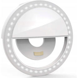 Dodaco Lampa LED selfie tip inel pentru telefon, 36 LED-uri, 3 niveluri luminozitate, alimentare USB, prindere cu clema, alb rece