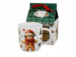 Duo Kerámia karácsonyi bögre díszdobozban, Házikó formában, macikkal, 400ml (0873D)