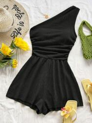 Shein Fekete Egyvállas Overál Faf S06__XXL