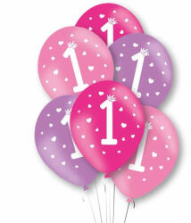 Flippy Baloane de Decor, Flippy, Set 10 Baloane de Decor pentru Aniversare 1 An, Model pentru Fetite, din Latex 25 cm, Roz Mov (teo-162109)