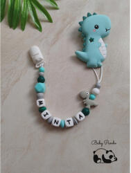 Baby Panda Névre szóló rágcsalánc - Dínó - szürke-zöld