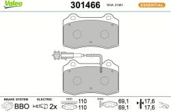 VALEO Sada brzdových platničiek kotúčovej brzdy VALEO 301466 (301466)
