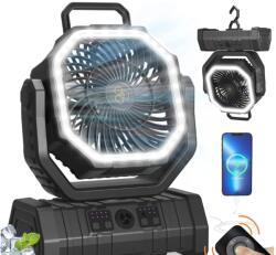  Megvilágított, hordozható kempingventilátor távirányítóval (F6) (5904133216688)