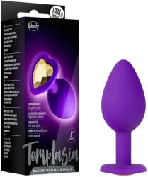Temptasia S - arany köves, szíves anál plug (lila) - kicsi