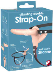 You2Toys - Strap-On - felcsatolható dupla vibrátor (natúr)