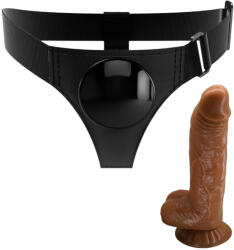 Pretty Love Harness - univerzális alsó dildóval - 17 cm (fekete)