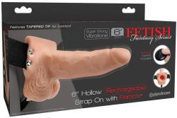  Fetish Strap-On 6 - felcsatolható, üreges vibrátor (natúr)