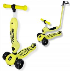  Háromkerekű egyensúlyozó roller Led kerekekkel 2in1 lovas tolóbot sárga (1004)