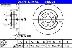 ATE Disc frana spate Nissan Pathfinder III ATE 24.0118-0724.1 (24.0118-0724.1)