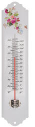  Hőmérő kültéri, fém, virágmintás fehér, 30x6, 5x1cm