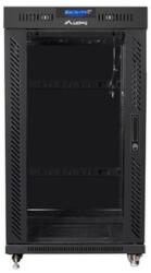 Lanberg 19 szabadon álló rack szekrény 22U/800X1000 üvegajtó, lapraszerelt, LCD kijelző, fekete V2 (FF01-8822-12BL)