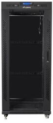 Lanberg 19 szabadon álló rack szekrény 27U/600X600 üvegajtó, lapraszerelt, LCD kijelző, fekete V2 (FF01-6627-12BL)