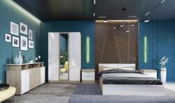 Bogdan Furniture I Спален комплект Модел 7073 за матрак 160/200, Сонома арвен/Бял гланц