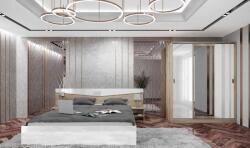 Bogdan Furniture I Спален комплект модел 7074 за матрак 160/200, Сонома арвен/Бял гланц