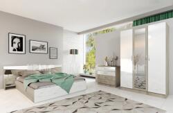 Bogdan Furniture I Спален комплект Модел 7000 за матрак 160/200, Сонома арвен/Бял гланц