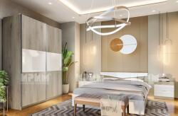 Bogdan Furniture I Спален комплект модел 7070 за матрак 160/200, Сонома арвен/Бял гланц