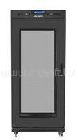 Lanberg 19" szabadon álló rack szekrény 27U/600X600 perforált ajtó, lapraszerelt, LCD kijelző, fekete V2 (FF01-6627-23BL) (FF01-6627-23BL)
