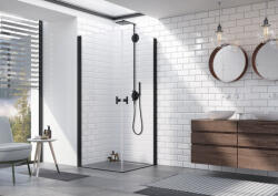 Radaway Nes Black KDD I szögletes fekete zuhanykabin 80x80 átlátszó