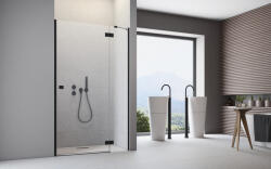 Radaway Essenza Black DWJ fekete zuhanyajtó 80 átlátszó jobbos