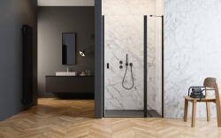 Radaway Nes Black DWJ II fekete zuhanyajtó 90 átlátszó balos