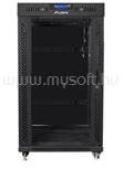 Lanberg 19" szabadon álló rack szekrény 22U/800X1000 üvegajtó, lapraszerelt, LCD kijelző, fekete V2 (FF01-8822-12BL) (FF01-8822-12BL)